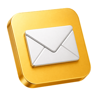 En la página de contacto, icono decorativo 3D de un sobre de correo